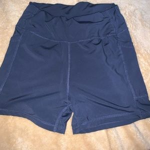 blue biker shorts workout material